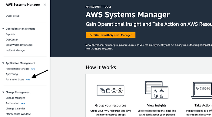 AWS Systems Manager page screenshot