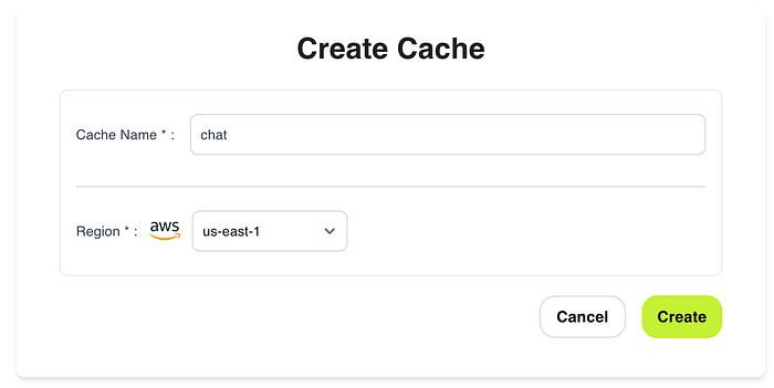 Momento Console create cache page screenshot