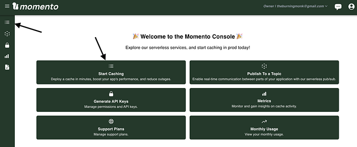 Momento Console login dashboard screenshot