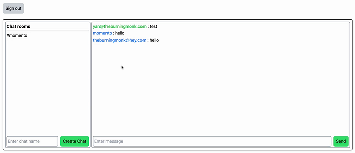 screenshot of chat room with messages