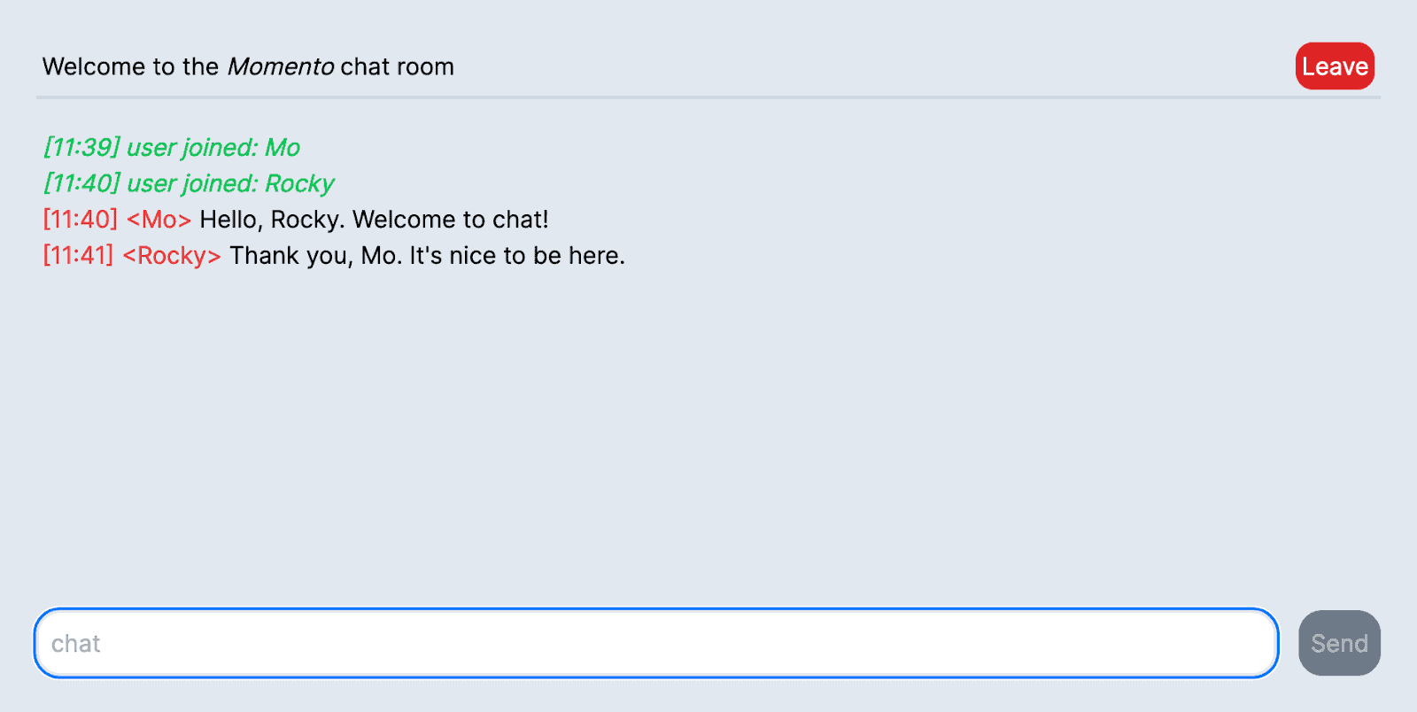 Momento chat room